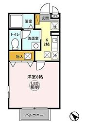 サンピラー 1階1Kの間取り