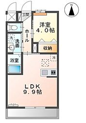 ヴェール・コリーヌ 1LDKの間取図画像