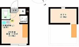 ＪＵＮＥ 2階ワンルームの間取り