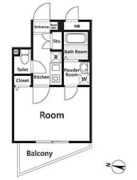 プラティーク練馬大泉 3階1Kの間取り