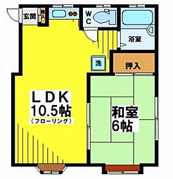 サンシティー 2階1LDKの間取り