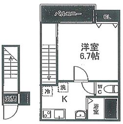 カーサアビリオ国立 1Kの間取図画像