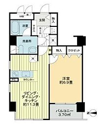 グランドメゾン王子 7階1LDKの間取り