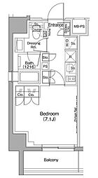 ザ・パークハビオ駒込 2階1Kの間取り