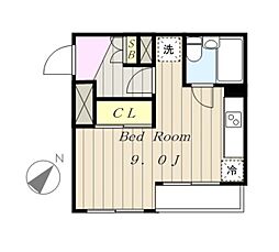 Tsgarden稲城 6階ワンルームの間取り