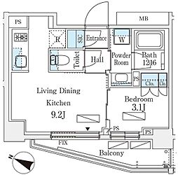 シーズンフラッツ町屋 1LDKの間取図画像