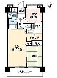 コーポレート船堀 8階2LDKの間取り