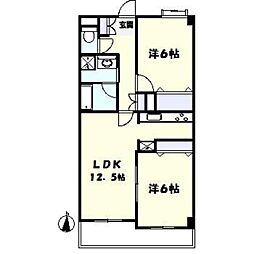 ベルコリンもえぎ野 2LDKの間取図画像