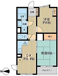 グリーンヒルズ飛鳥山 2DKの間取図画像