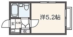 ヴィラアミティ 1階1Kの間取り