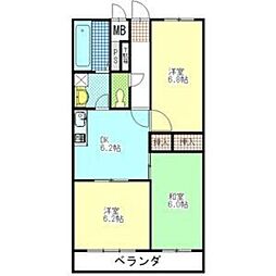 ストークマンション富士 3DKの間取図画像