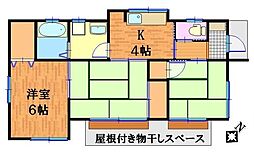 百村貸家II 1階3Kの間取り