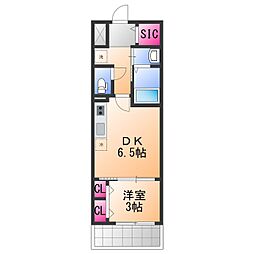 ArtizA堺 1DKの間取図画像