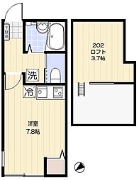 メローペ 2階ワンルームの間取り