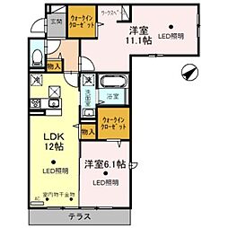 サンヘリオス 2LDKの間取図画像