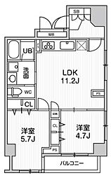 ミリアレジデンス上池袋 8階2LDKの間取り