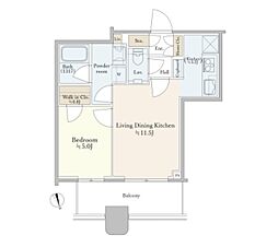 パークタワー勝どき　サウス棟 27階1LDKの間取り