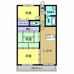 ピオーネハイツ 3階3LDKの間取り