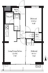 フレンシア高円寺 3階2LDKの間取り