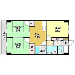 パレスハイツ萩野 3DKの間取図画像