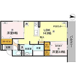 D-residence墨江 2階2LDKの間取り