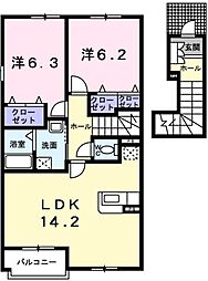 ベルソレイユ 2LDKの間取図画像