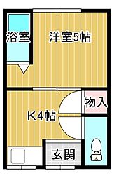 岩崎文化 1Kの間取図画像