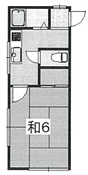 メゾンジュネス 2階1Kの間取り