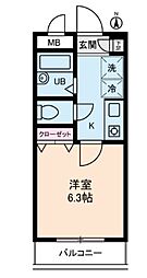 パルムドールハイム 3階1Kの間取り