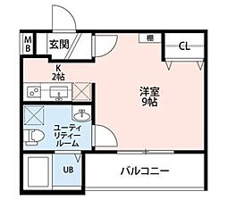 シャンブル英美III 4階ワンルームの間取り