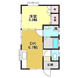 コーポ鴨田 1DKの間取図画像