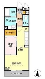 エクセレント 1LDKの間取図画像