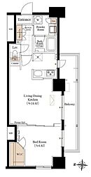 都営大江戸線 両国駅 徒歩4分の賃貸マンション 6階1LDKの間取り