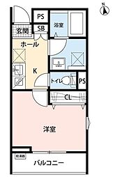 リーブルファイン豊島区長崎 1階1Kの間取り