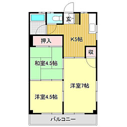 アビタシオン長野 3Kの間取図画像
