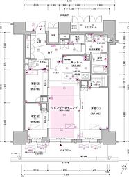 ジオタワー大阪十三 3LDKの間取図画像