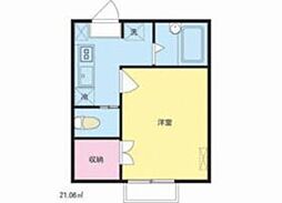 エストール2 1Kの間取図画像
