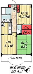 ラカーサアイカワ 2DKの間取図画像