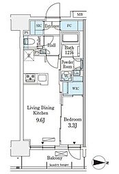 アヴァンカーサ町屋 2階1LDKの間取り