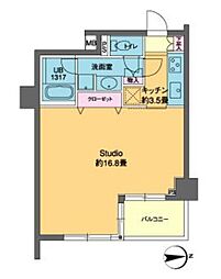 カスタリア高輪 5階1Kの間取り