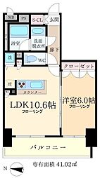 エスティメゾン錦糸町II 13階1LDKの間取り