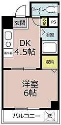 吉岡第2ビル 4階1DKの間取り