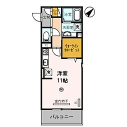 Ｄ-ｒｏｏｍ野崎 3階ワンルームの間取り