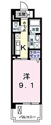 オペルビューMJ 1Kの間取図画像