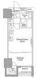 ザ・パークハビオ横浜関内 1DKの間取図画像
