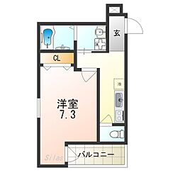 阪急京都本線 正雀駅 徒歩7分の賃貸アパート 2階1Kの間取り