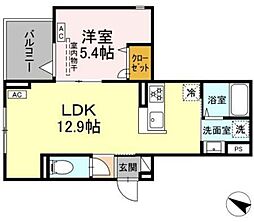 セレスティア新堀 1LDKの間取図画像