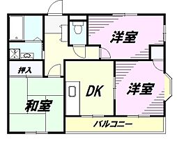 JR中央線 西八王子駅 3.2kmの賃貸アパート 2階3DKの間取り
