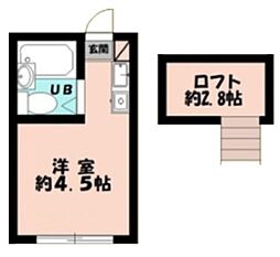 一橋ハイランド 2階ワンルームの間取り