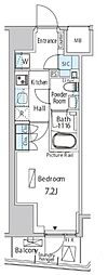 バウスフラッツ品川キャナルサイド 1Kの間取図画像